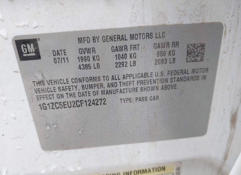 Photo 9 of 2012 Chevrolet Malibu 1LT (VIN 1G1ZC5EU2CF124272)