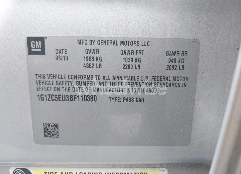 Photo 9 of 2011 Chevrolet Malibu 1LT (VIN 1G1ZC5EU3BF110380)