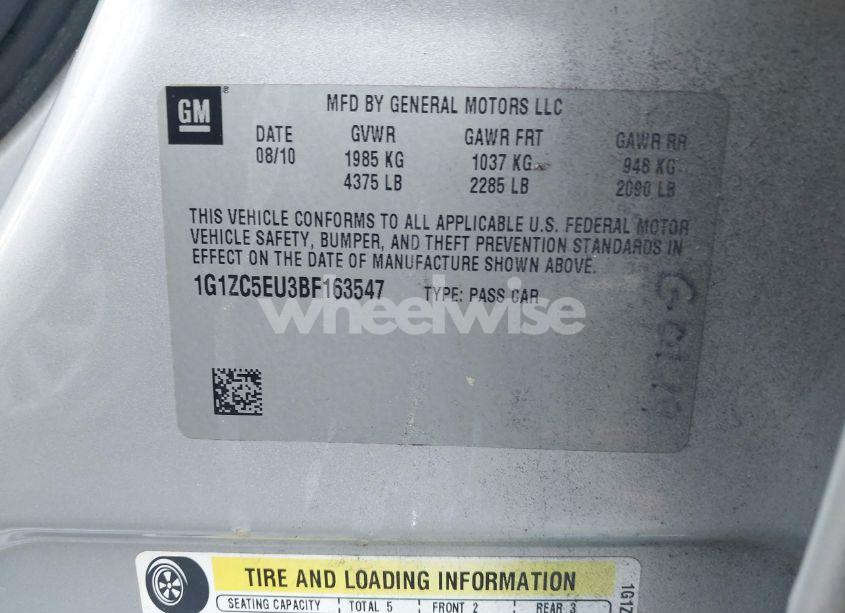 Photo 9 of 2011 Chevrolet Malibu 1LT (VIN 1G1ZC5EU3BF163547)