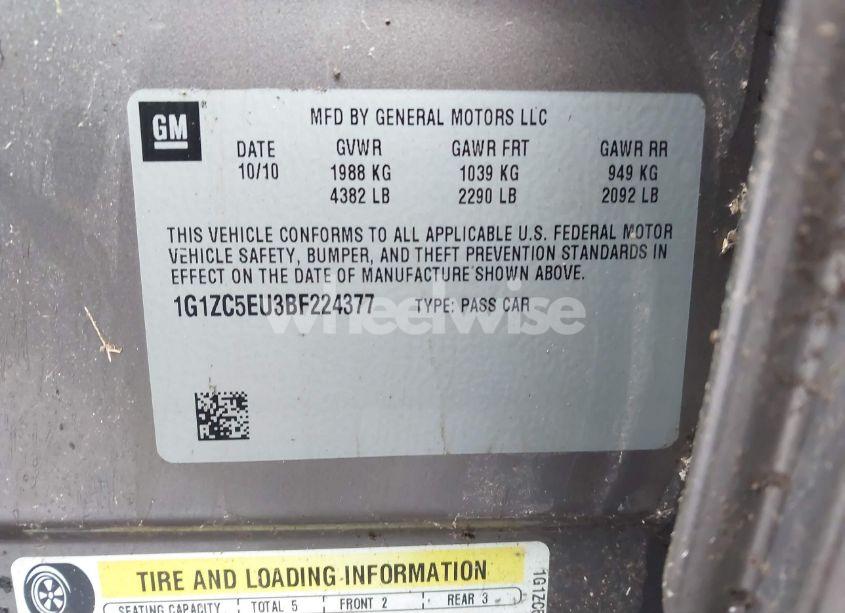 Photo 9 of 2011 Chevrolet Malibu 1LT (VIN 1G1ZC5EU3BF224377)