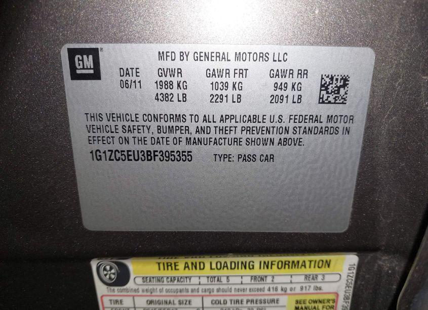 Photo 9 of 2011 Chevrolet Malibu 1LT (VIN 1G1ZC5EU3BF395355)