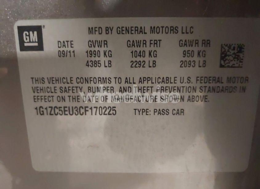 Photo 9 of 2012 Chevrolet Malibu 1LT (VIN 1G1ZC5EU3CF170225)