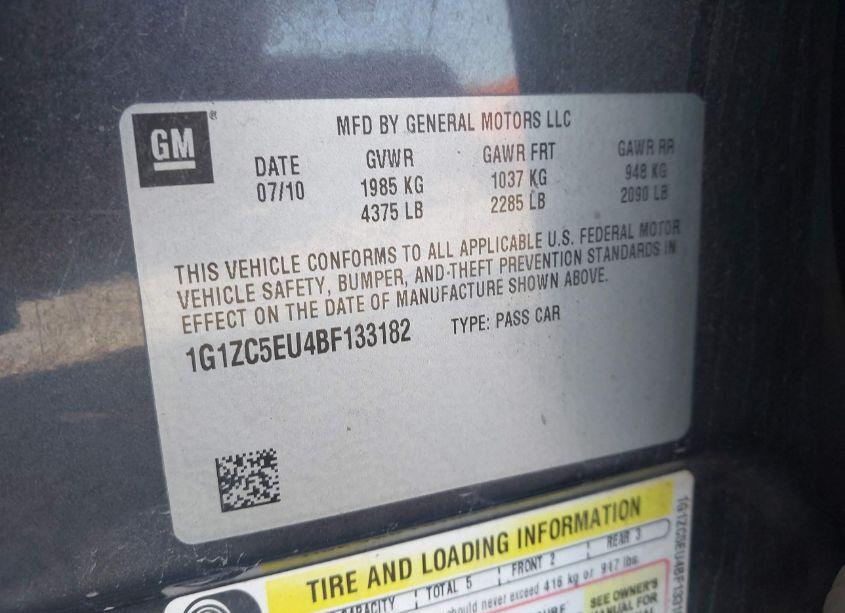 Photo 9 of 2011 Chevrolet Malibu 1LT (VIN 1G1ZC5EU4BF133182)