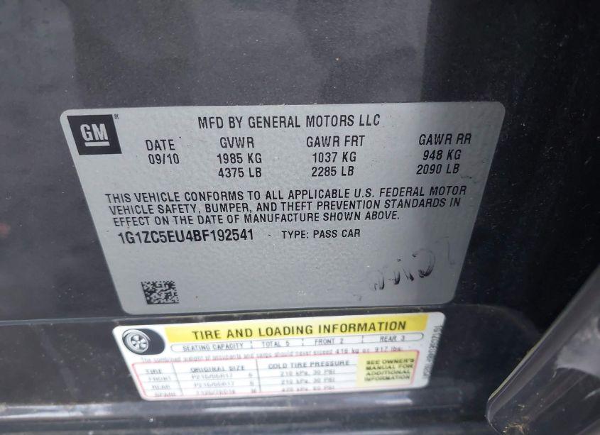 Photo 9 of 2011 Chevrolet Malibu 1LT (VIN 1G1ZC5EU4BF192541)