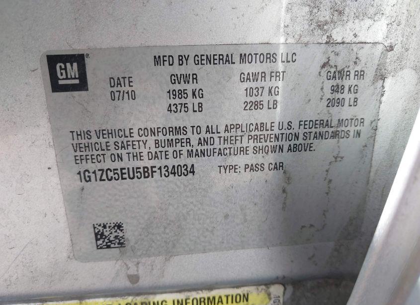 Photo 9 of 2011 Chevrolet Malibu 1LT (VIN 1G1ZC5EU5BF134034)