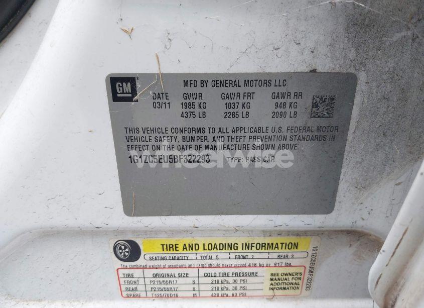 Photo 9 of 2011 Chevrolet Malibu 1LT (VIN 1G1ZC5EU5BF322293)