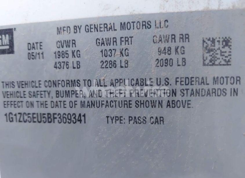 Photo 9 of 2011 Chevrolet Malibu 1LT (VIN 1G1ZC5EU5BF369341)