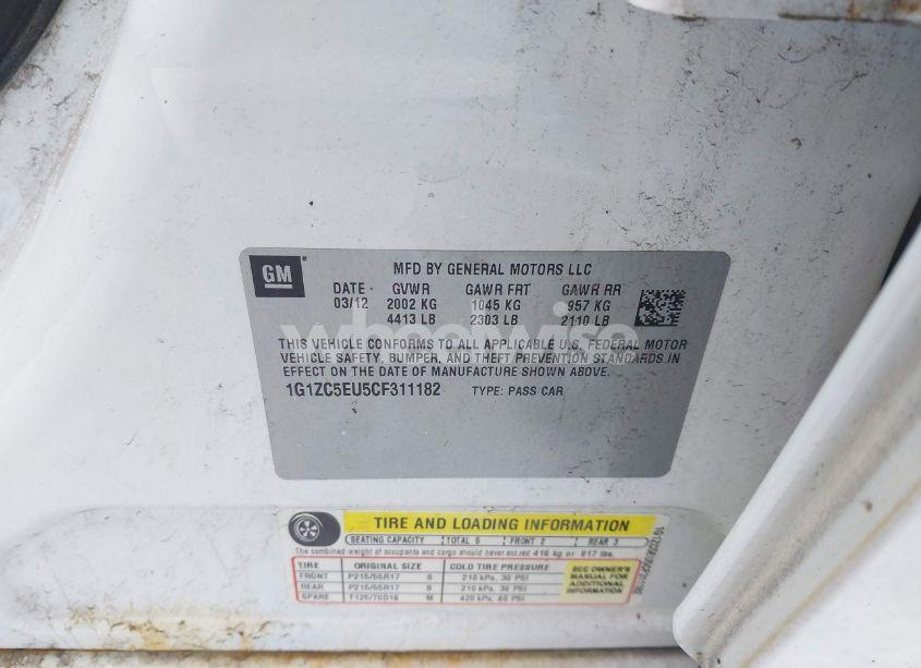Photo 9 of 2012 Chevrolet Malibu 1LT (VIN 1G1ZC5EU5CF311182)