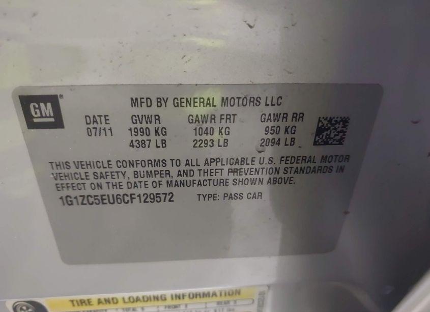 Photo 9 of 2012 Chevrolet Malibu 1LT (VIN 1G1ZC5EU6CF129572)