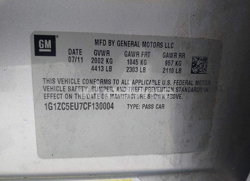 Photo 9 of 2012 Chevrolet Malibu 1LT (VIN 1G1ZC5EU7CF130004)