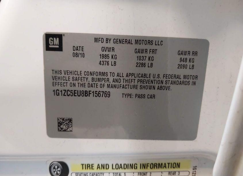 Photo 9 of 2011 Chevrolet Malibu 1LT (VIN 1G1ZC5EU8BF156769)