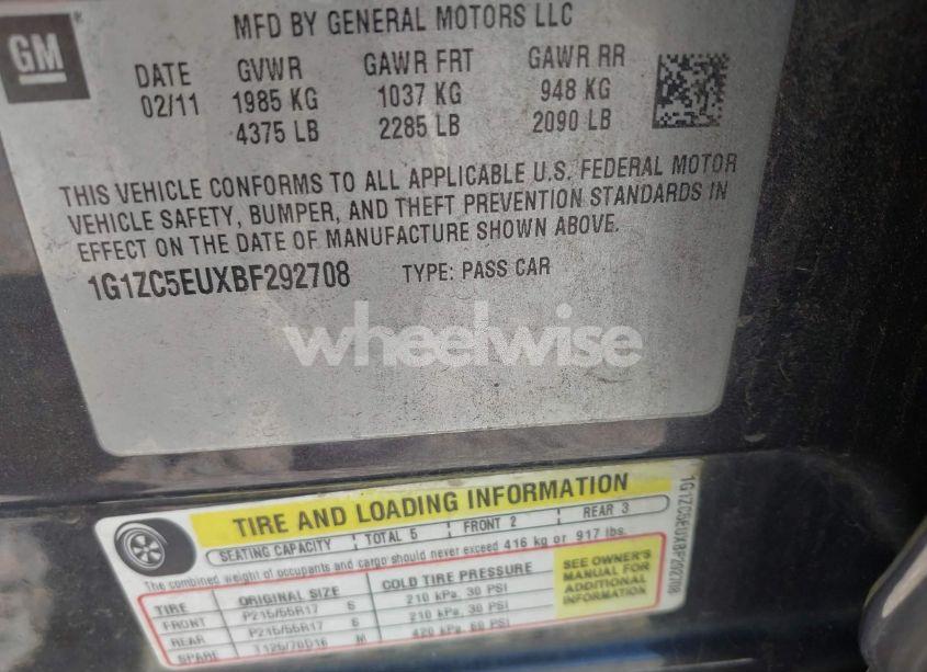 Photo 9 of 2011 Chevrolet Malibu 1LT (VIN 1G1ZC5EUXBF292708)