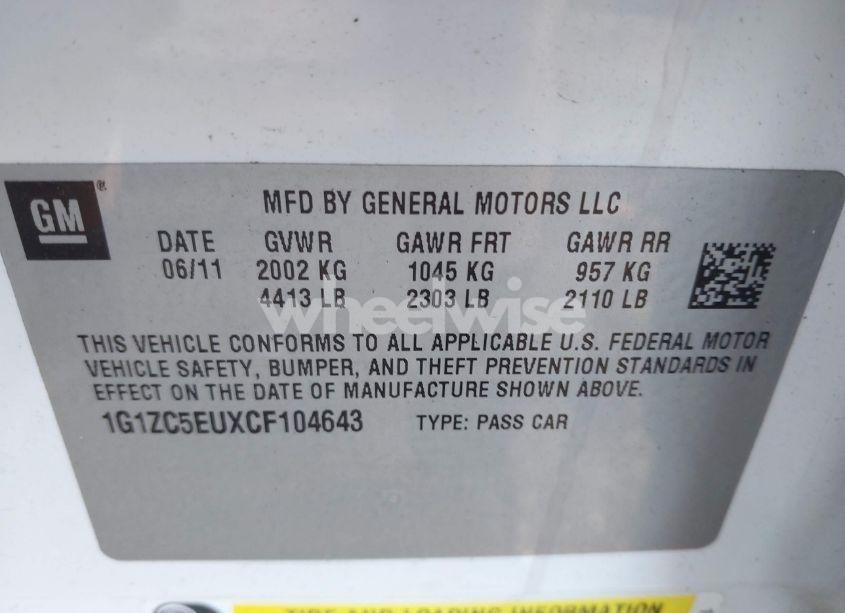 Photo 9 of 2012 Chevrolet Malibu 1LT (VIN 1G1ZC5EUXCF104643)