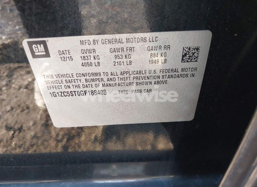 Photo 9 of 2016 Chevrolet Malibu 1FL (VIN 1G1ZC5ST0GF188408)