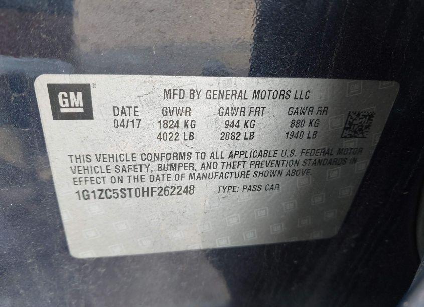 Photo 9 of 2017 Chevrolet Malibu 1FL (VIN 1G1ZC5ST0HF262248)