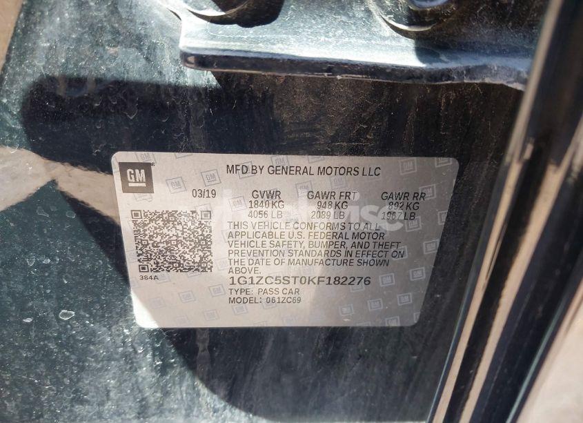 Photo 9 of 2019 Chevrolet Malibu 1FL (VIN 1G1ZC5ST0KF182276)