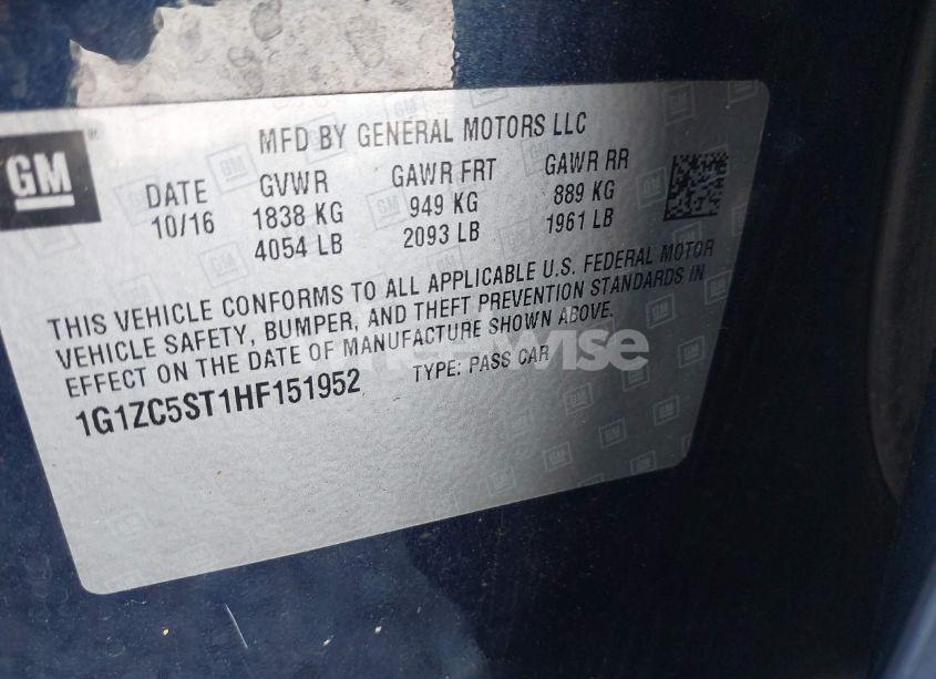 Photo 9 of 2017 Chevrolet Malibu 1FL (VIN 1G1ZC5ST1HF151952)