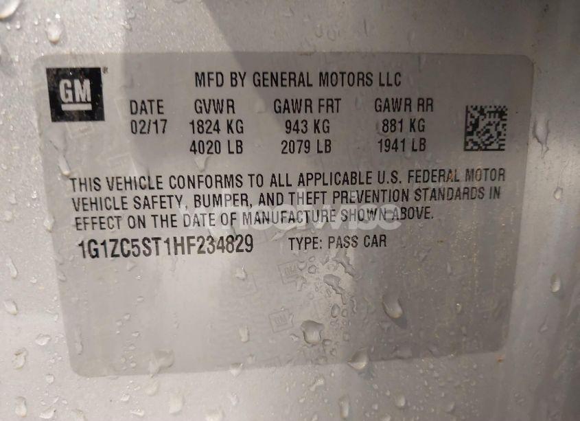 Photo 9 of 2017 Chevrolet Malibu 1FL (VIN 1G1ZC5ST1HF234829)