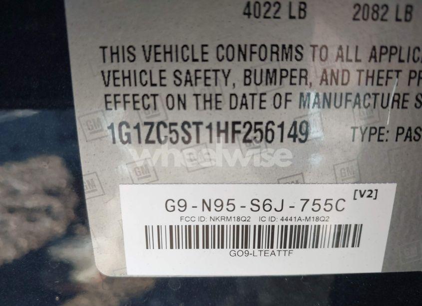 Photo 9 of 2017 Chevrolet Malibu 1FL (VIN 1G1ZC5ST1HF256149)