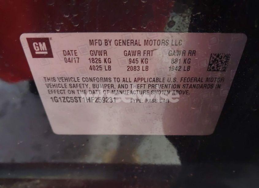 Photo 9 of 2017 Chevrolet Malibu 1FL (VIN 1G1ZC5ST1HF259231)