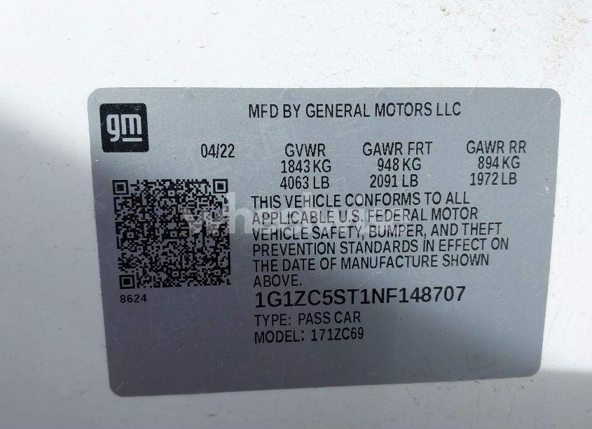 Photo 9 of 2022 Chevrolet Malibu FWD 1FL (VIN 1G1ZC5ST1NF148707)