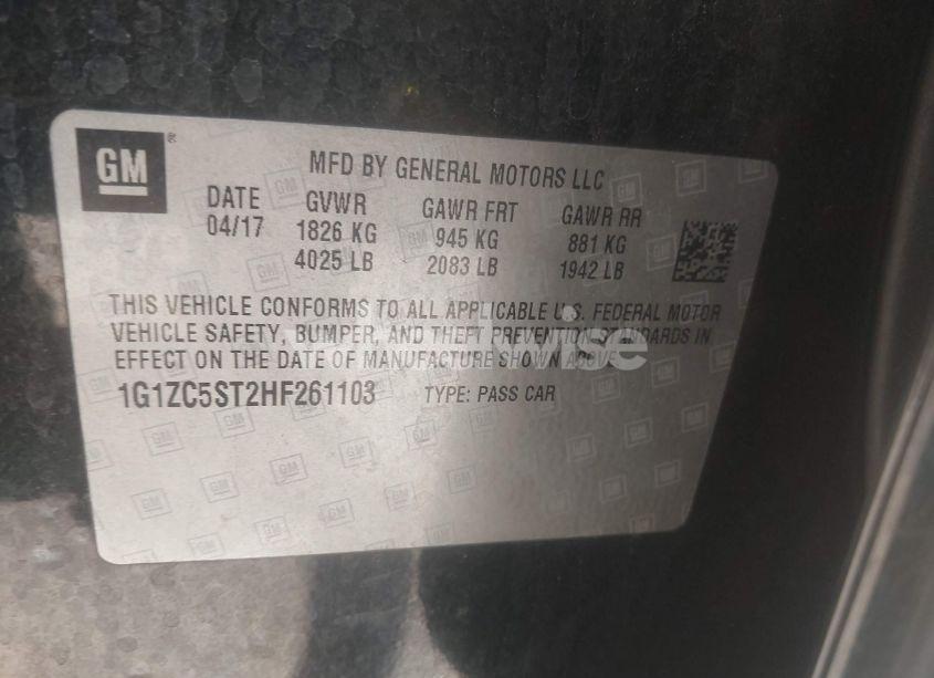 Photo 9 of 2017 Chevrolet Malibu 1FL (VIN 1G1ZC5ST2HF261103)