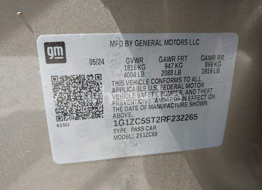 Photo 9 of 2024 Chevrolet Malibu FWD 1FL (VIN 1G1ZC5ST2RF232265)