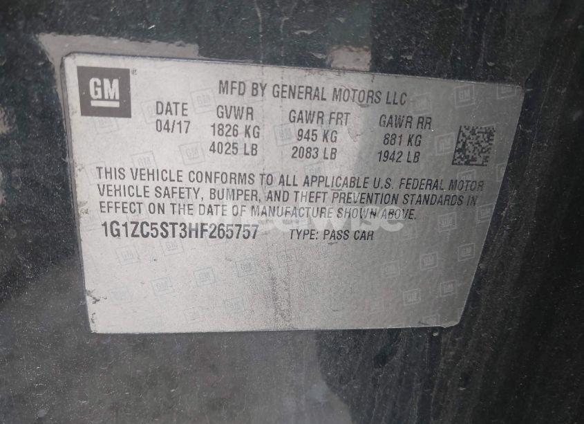 Photo 9 of 2017 Chevrolet Malibu 1FL (VIN 1G1ZC5ST3HF265757)