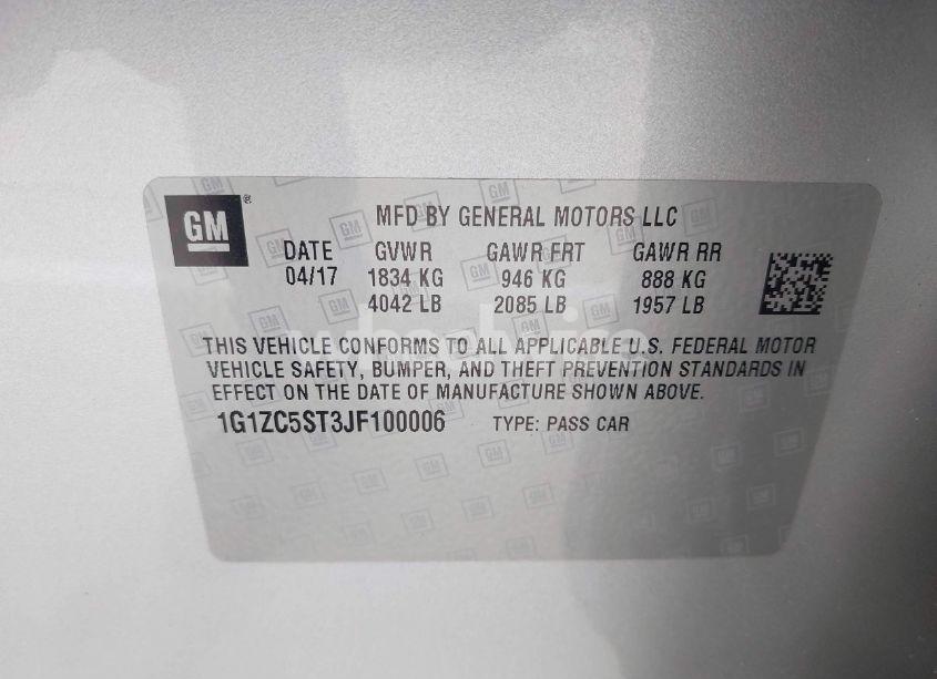 Photo 9 of 2018 Chevrolet Malibu 1FL (VIN 1G1ZC5ST3JF100006)