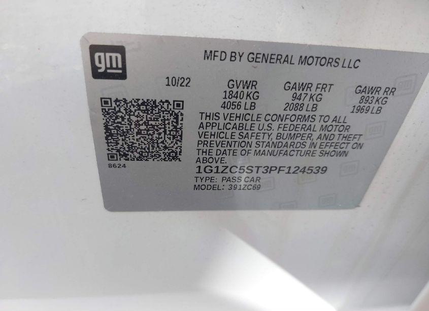 Photo 9 of 2023 Chevrolet Malibu FWD 1FL (VIN 1G1ZC5ST3PF124539)
