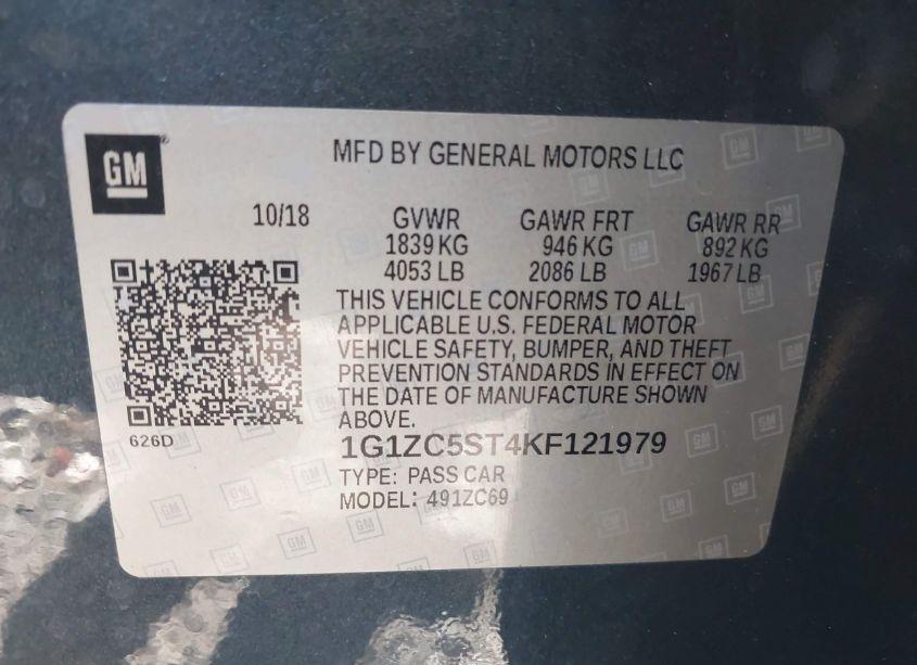 Photo 9 of 2019 Chevrolet Malibu 1FL (VIN 1G1ZC5ST4KF121979)