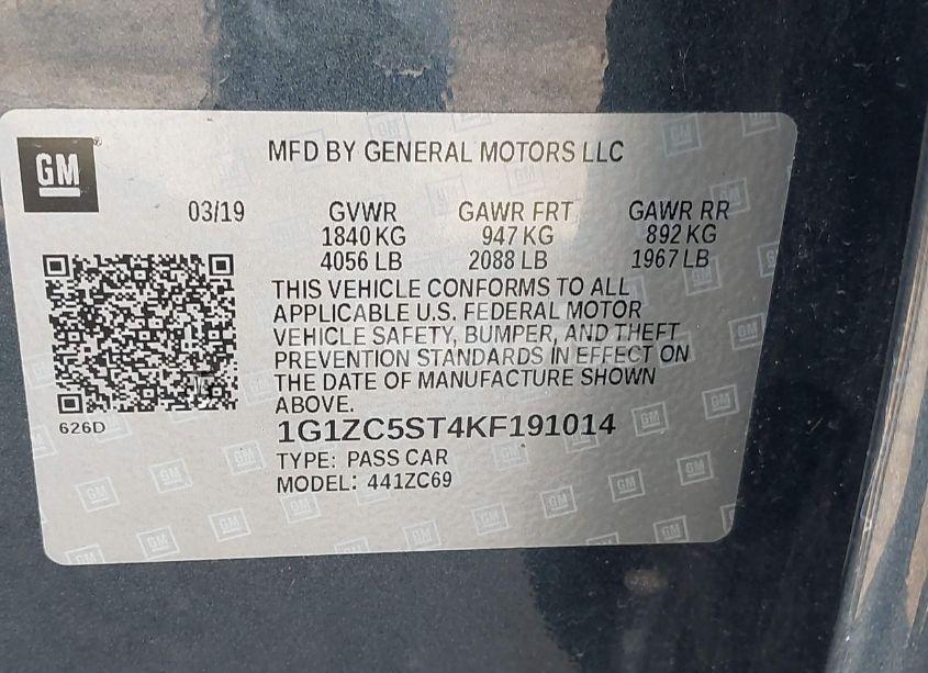 Photo 9 of 2019 Chevrolet Malibu 1FL (VIN 1G1ZC5ST4KF191014)