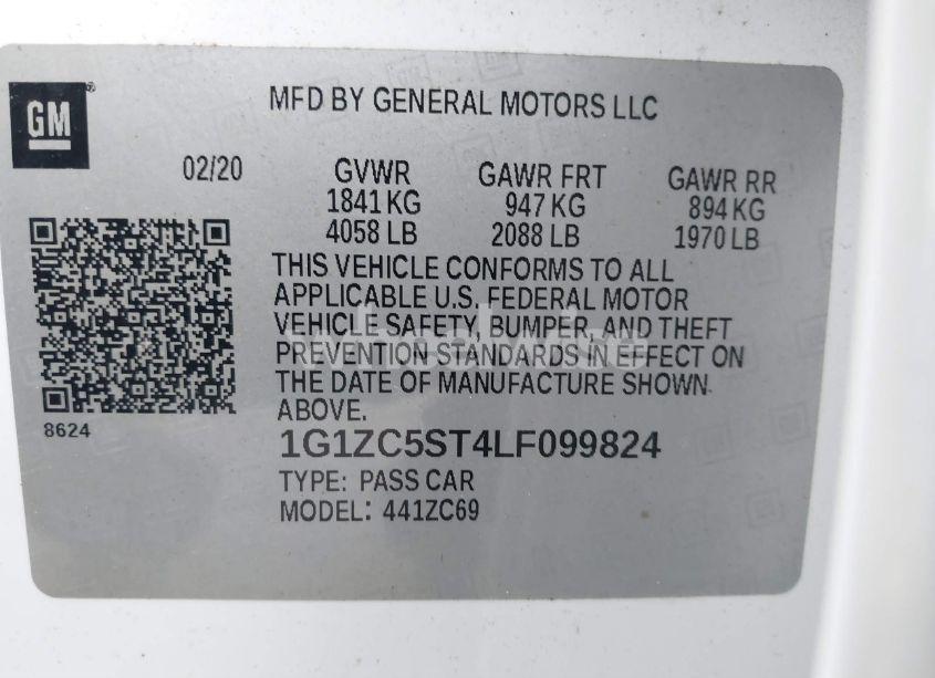 Photo 9 of 2020 Chevrolet Malibu FWD 1FL (VIN 1G1ZC5ST4LF099824)