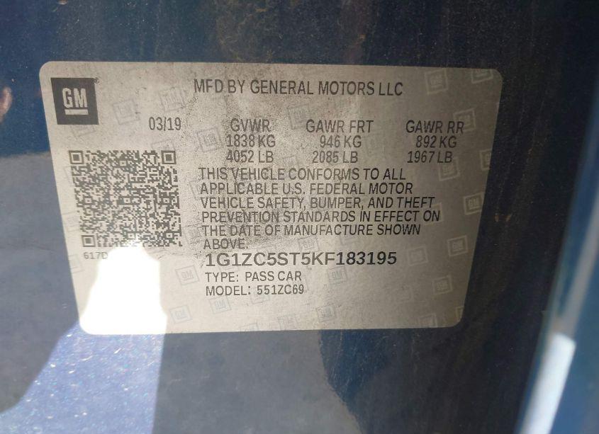 Photo 8 of 2019 Chevrolet Malibu 1FL (VIN 1G1ZC5ST5KF183195)