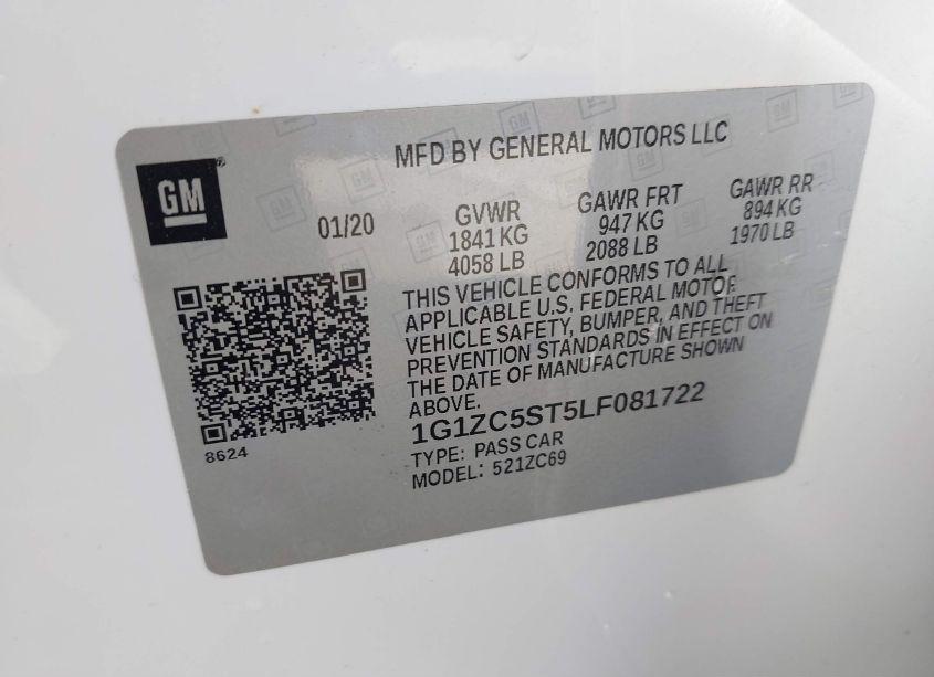 Photo 9 of 2020 Chevrolet Malibu FWD 1FL (VIN 1G1ZC5ST5LF081722)