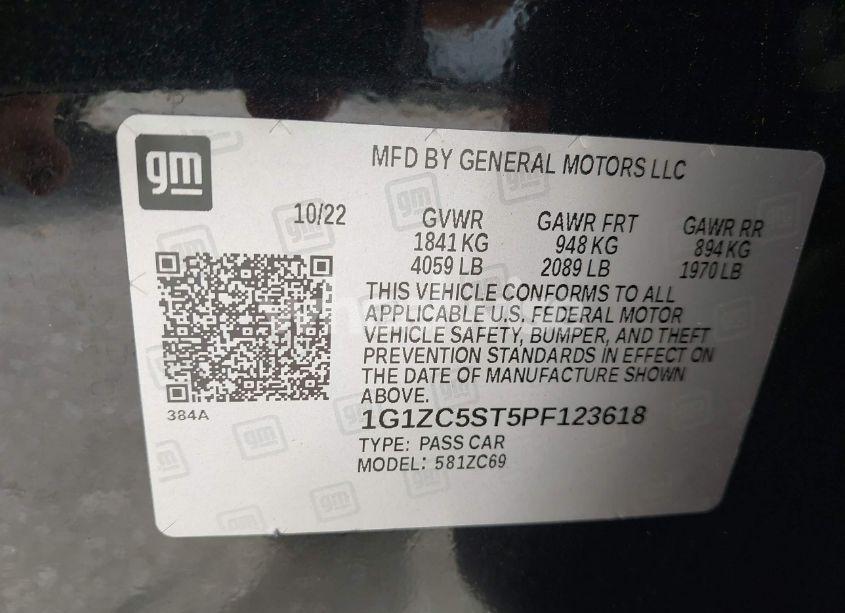 Photo 9 of 2023 Chevrolet Malibu FWD 1FL (VIN 1G1ZC5ST5PF123618)