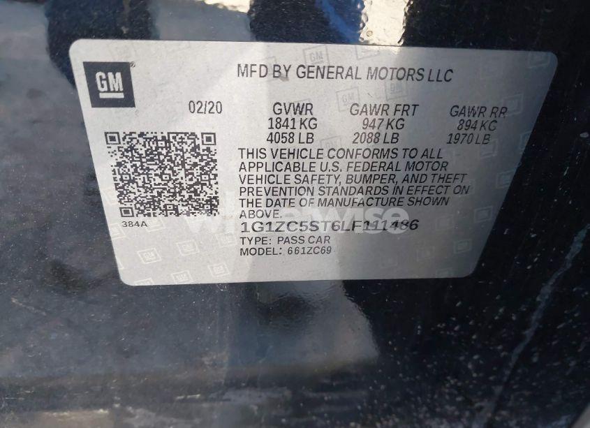 Photo 9 of 2020 Chevrolet Malibu FWD 1FL (VIN 1G1ZC5ST6LF111486)