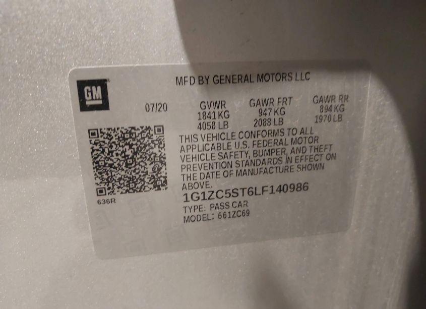 Photo 9 of 2020 Chevrolet Malibu FWD 1FL (VIN 1G1ZC5ST6LF140986)