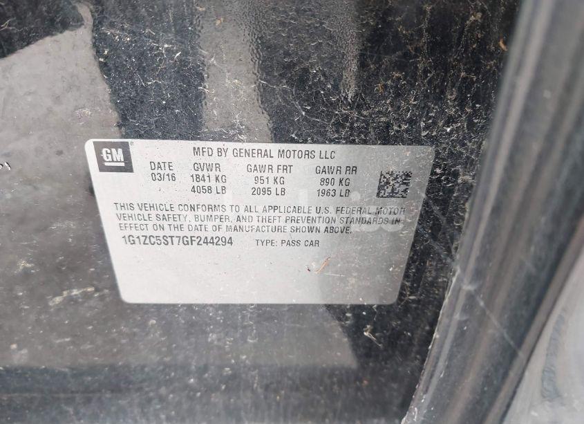 Photo 9 of 2016 Chevrolet Malibu 1FL (VIN 1G1ZC5ST7GF244294)