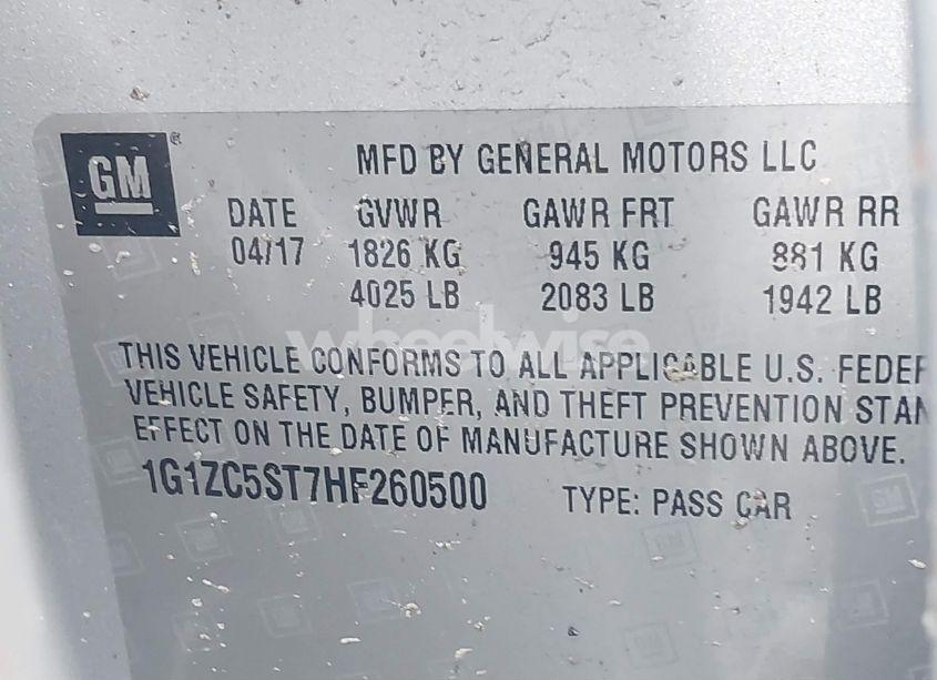 Photo 9 of 2017 Chevrolet Malibu 1FL (VIN 1G1ZC5ST7HF260500)