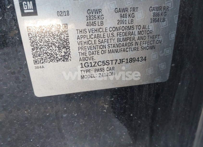 Photo 9 of 2018 Chevrolet Malibu 1FL (VIN 1G1ZC5ST7JF189434)