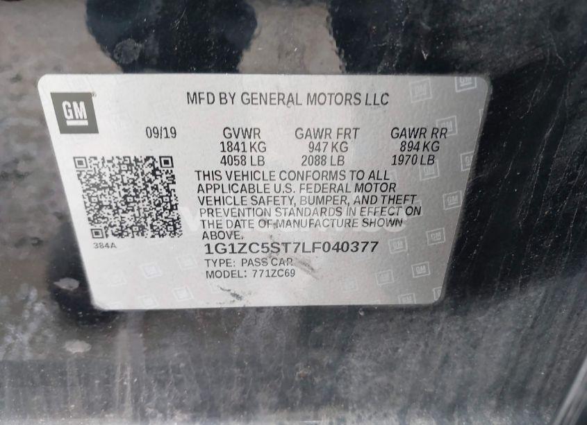 Photo 9 of 2020 Chevrolet Malibu FWD 1FL (VIN 1G1ZC5ST7LF040377)