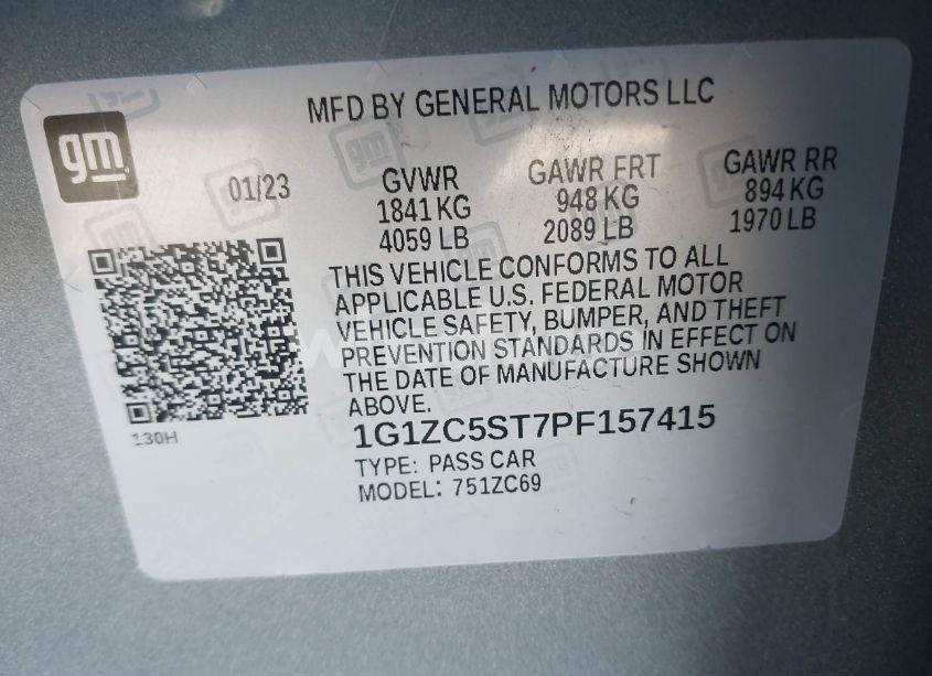 Photo 9 of 2023 Chevrolet Malibu FWD 1FL (VIN 1G1ZC5ST7PF157415)