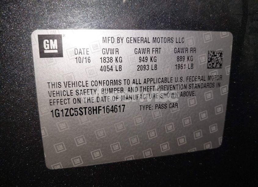 Photo 9 of 2017 Chevrolet Malibu 1FL (VIN 1G1ZC5ST8HF164617)