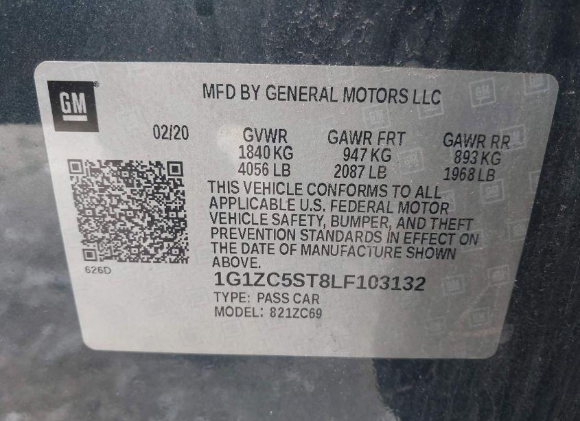 Photo 9 of 2020 Chevrolet Malibu FWD 1FL (VIN 1G1ZC5ST8LF103132)
