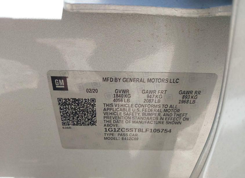 Photo 9 of 2020 Chevrolet Malibu FWD 1FL (VIN 1G1ZC5ST8LF105754)