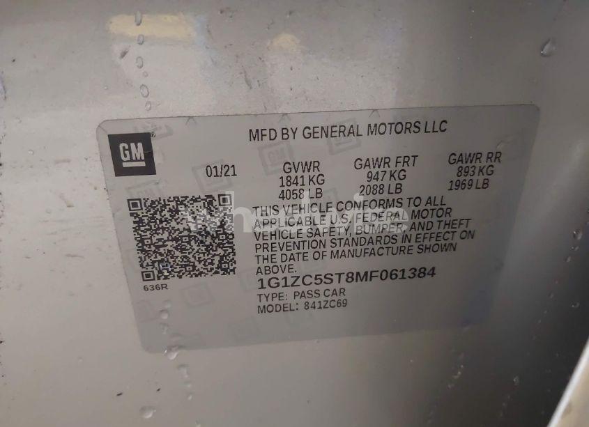 Photo 9 of 2021 Chevrolet Malibu FWD 1FL (VIN 1G1ZC5ST8MF061384)