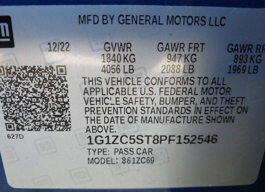 Photo 9 of 2023 Chevrolet Malibu FWD 1FL (VIN 1G1ZC5ST8PF152546)