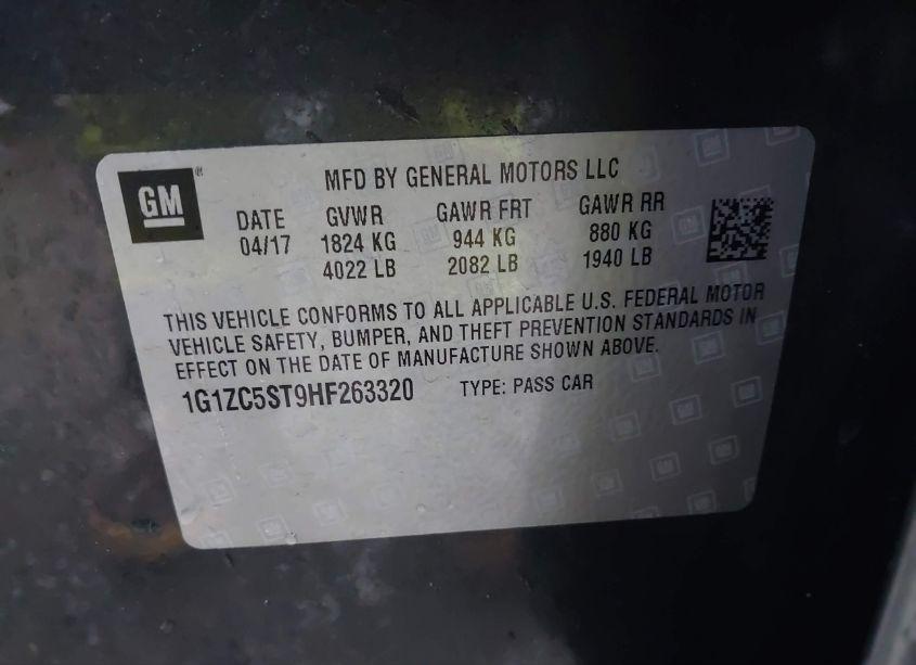 Photo 9 of 2017 Chevrolet Malibu 1FL (VIN 1G1ZC5ST9HF263320)