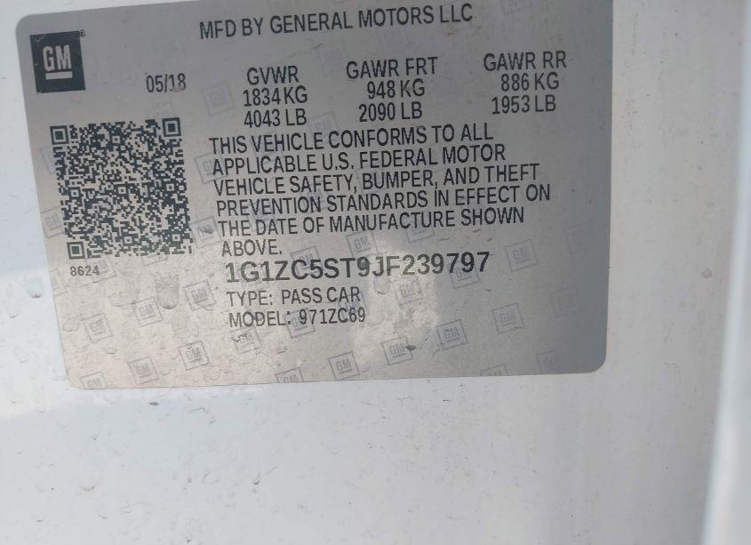 Photo 9 of 2018 Chevrolet Malibu 1FL (VIN 1G1ZC5ST9JF239797)